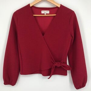 Madewell Texture & Thread Texture &‎ Thread Crepe Wrap Top Berry Pink Womens XS